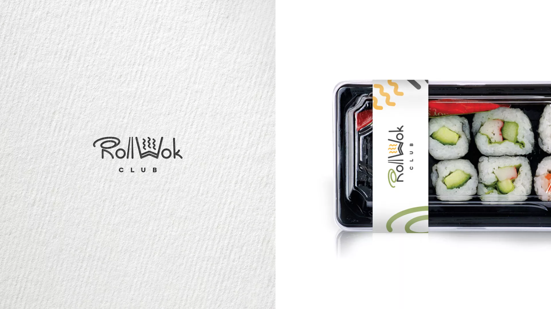Разработка наклеек для суши-бара «Roll Wok Club» в Донском
